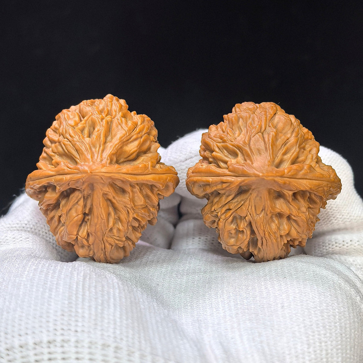 Compact Deep-Textured “Scale Weight” Wenwan Walnut Pair — 37.0mm x 40.0mm | PT-17D3 - ThePatinaProject