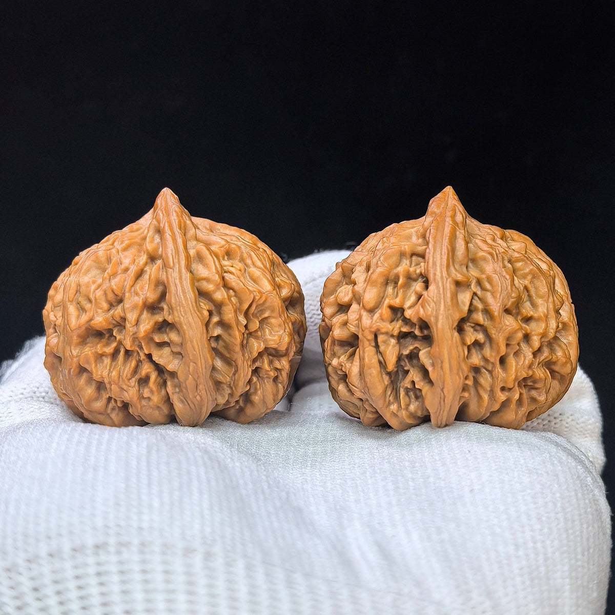 Compact Deep-Textured “Scale Weight” Wenwan Walnut Pair — 37.0mm x 40.0mm | PT-17D3 - ThePatinaProject