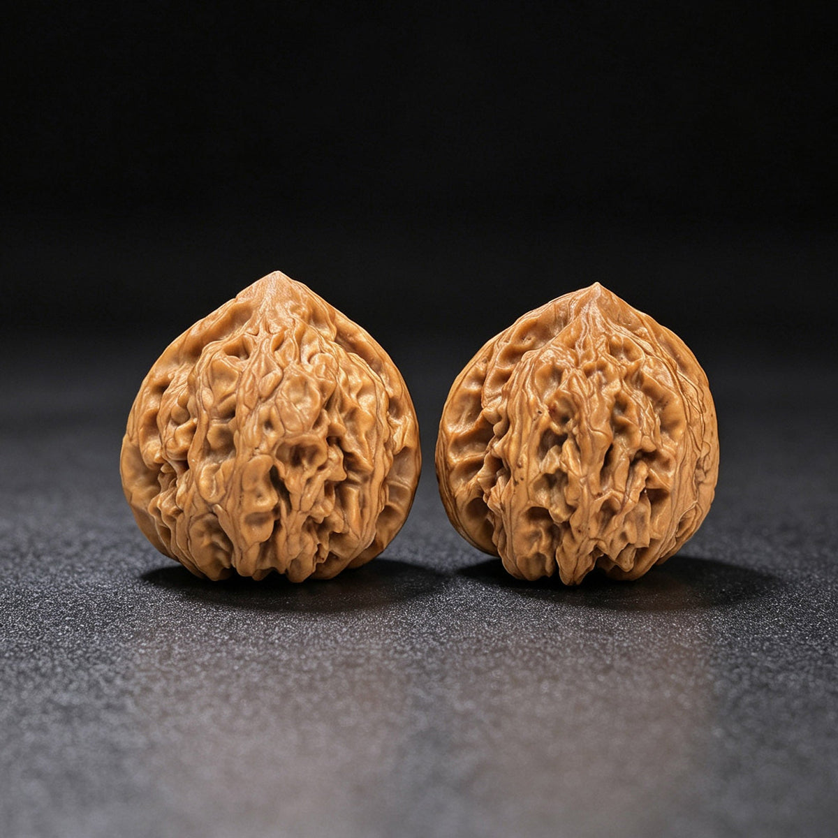 Compact Deep-Textured “Scale Weight” Wenwan Walnut Pair — 37.0mm x 40.0mm | PT-17D3 - ThePatinaProject