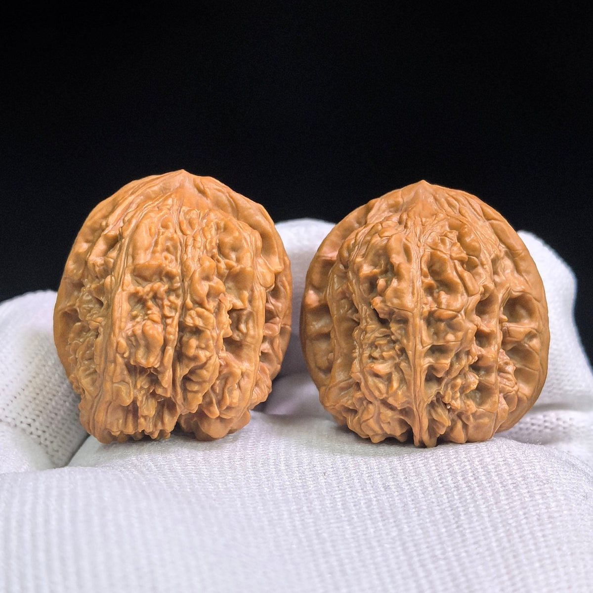 Compact Layered-Ridge “Caterpillar” Wenwan Walnut Pair — 31.0mm x 36.0mm | MMC-SY1D1 - ThePatinaProject