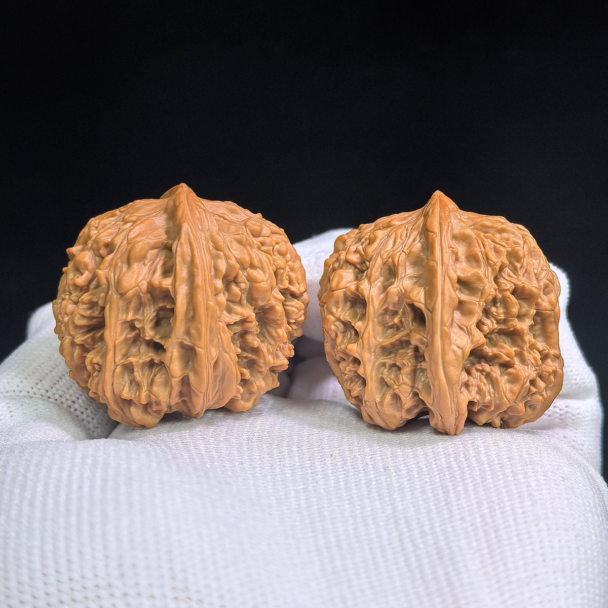 Compact Layered-Ridge “Caterpillar” Wenwan Walnut Pair — 31.0mm x 36.0mm | MMC-SY1D1 - ThePatinaProject