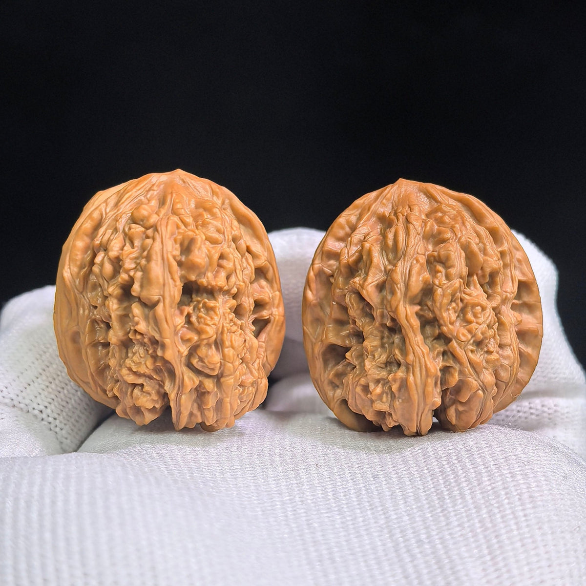 Compact Layered-Ridge “Caterpillar” Wenwan Walnut Pair — 31.0mm x 36.0mm | MMC-SY1D1 - ThePatinaProject