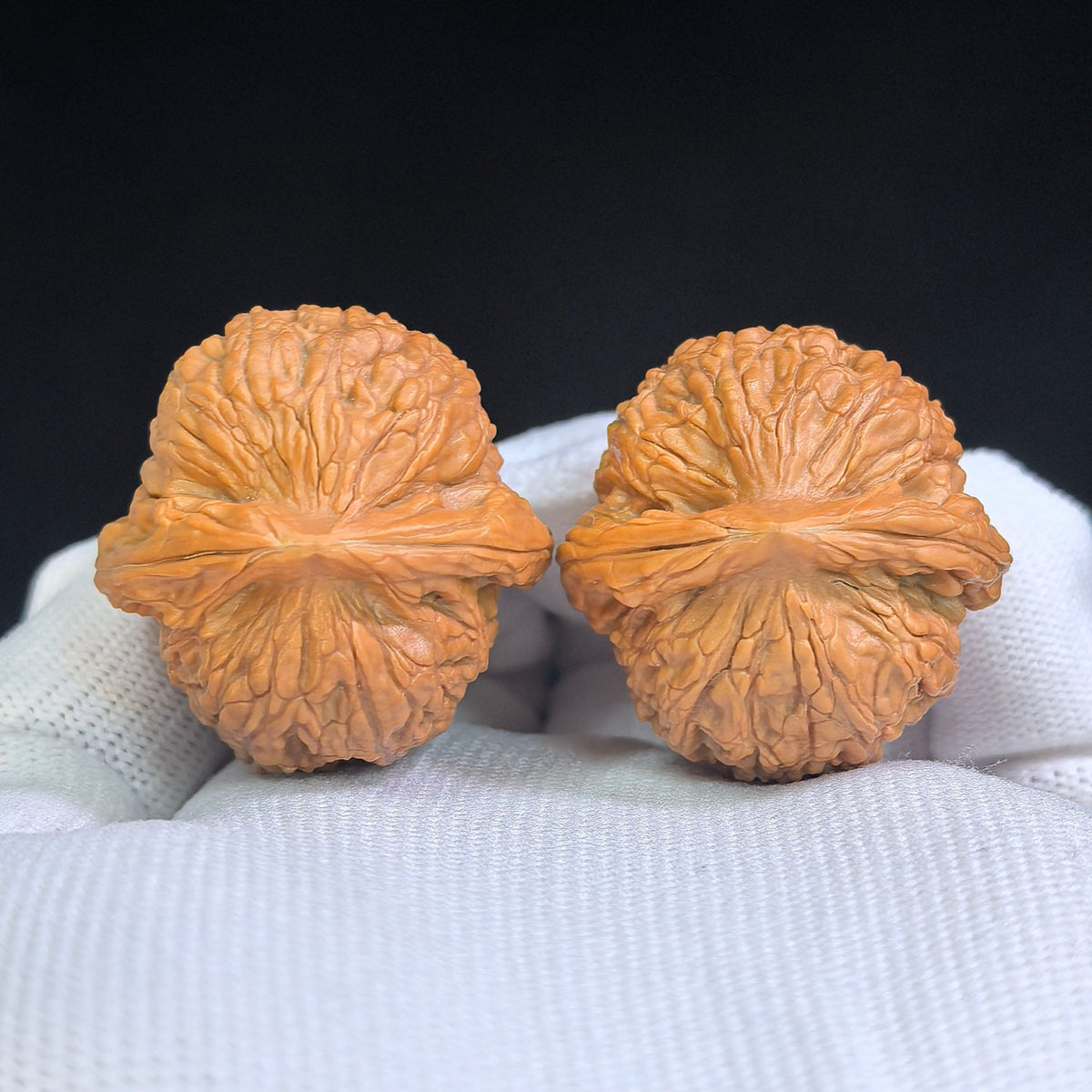 Compact “Meteorite Yuanbao” Wenwan Walnut Pair — 32.0mm x 32.0mm | YSYB-SY1D7 - ThePatinaProject