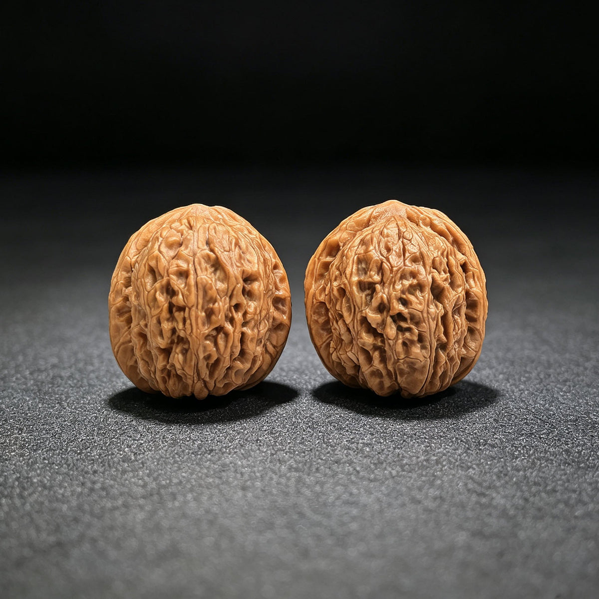 Compact “Meteorite Yuanbao” Wenwan Walnut Pair — 32.0mm x 32.0mm | YSYB-SY1D7 - ThePatinaProject