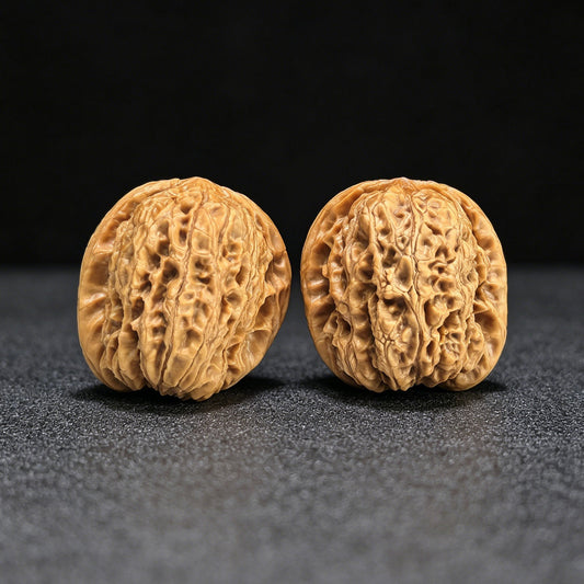 Compact Round Yuhuashi Wenwan Walnut Pair | 33.0mm x 33.0mm | YHS-1403 - ThePatinaProject