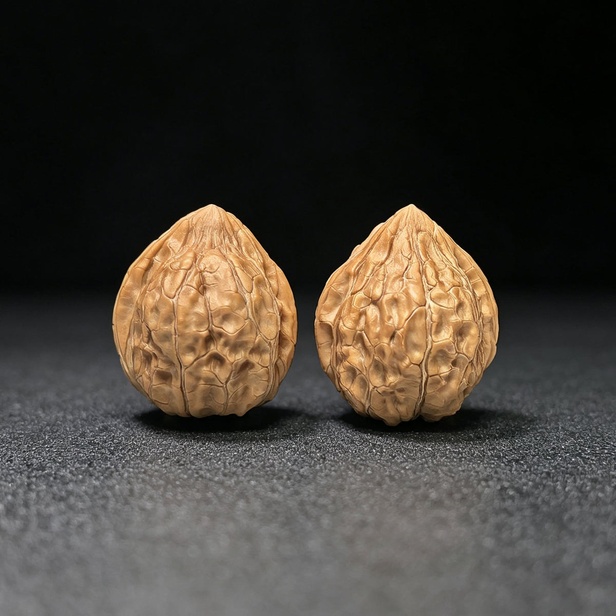 Compact Turtle-Shell Pattern Wenwan Walnut Pair — 31.0mm x 35.0mm | GJW-1101 - ThePatinaProject