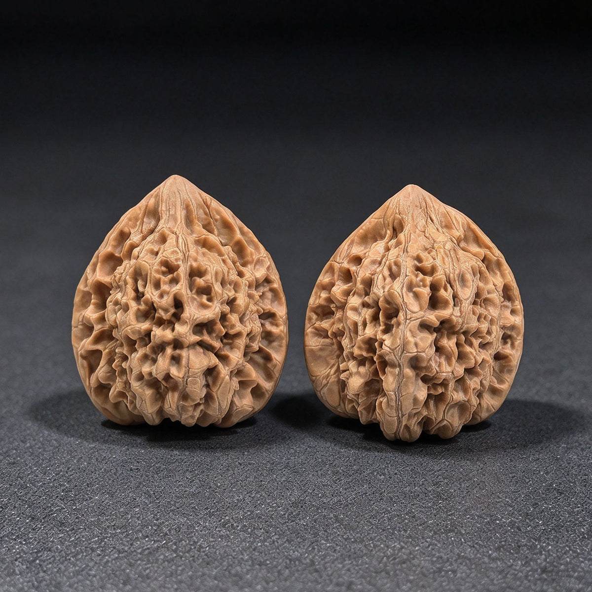 “Concave-Base Big Official Hat” Wenwan Walnut Pair | Broad-Shouldered Collector Form | 45.0mm × 42.0mm | ADDGM-1601 - ThePatinaProject