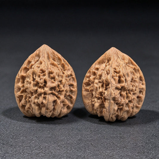 “Concave-Base Big Official Hat” Wenwan Walnut Pair | Broad-Shouldered Collector Form | 45.0mm × 42.0mm | ADDGM-1601 - ThePatinaProject