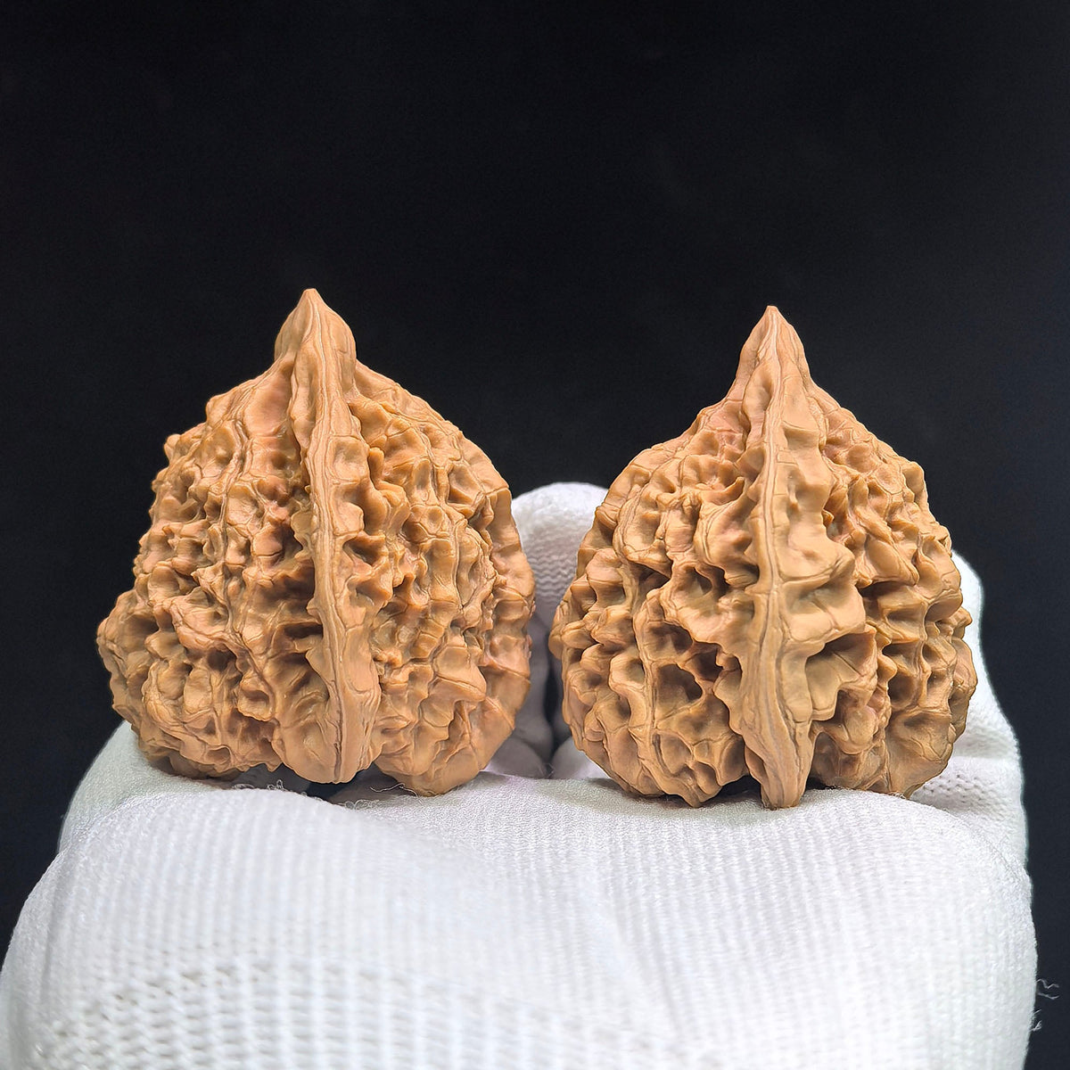 “Concave-Base Big Official Hat” Wenwan Walnut Pair | Broad-Shouldered Collector Form | 45.0mm × 42.0mm | ADDGM-1601 - ThePatinaProject