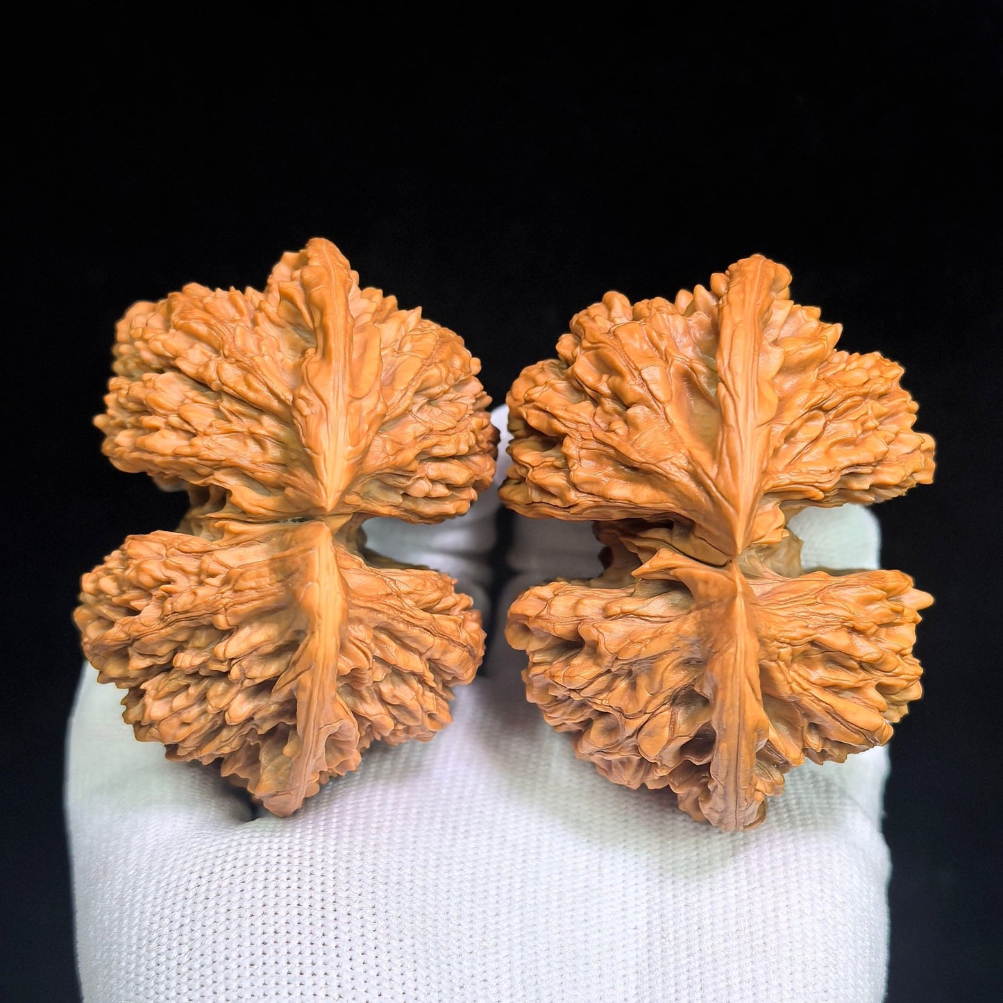 "Conjoined Twin Kylin Pattern" Qilinwen Lianti QLWLT-CWA3E Wenwan Walnuts Collector Pair | 66.0mm x 52.0mm | Stock ID: QLWLT-CWA3E - ThePatinaProject