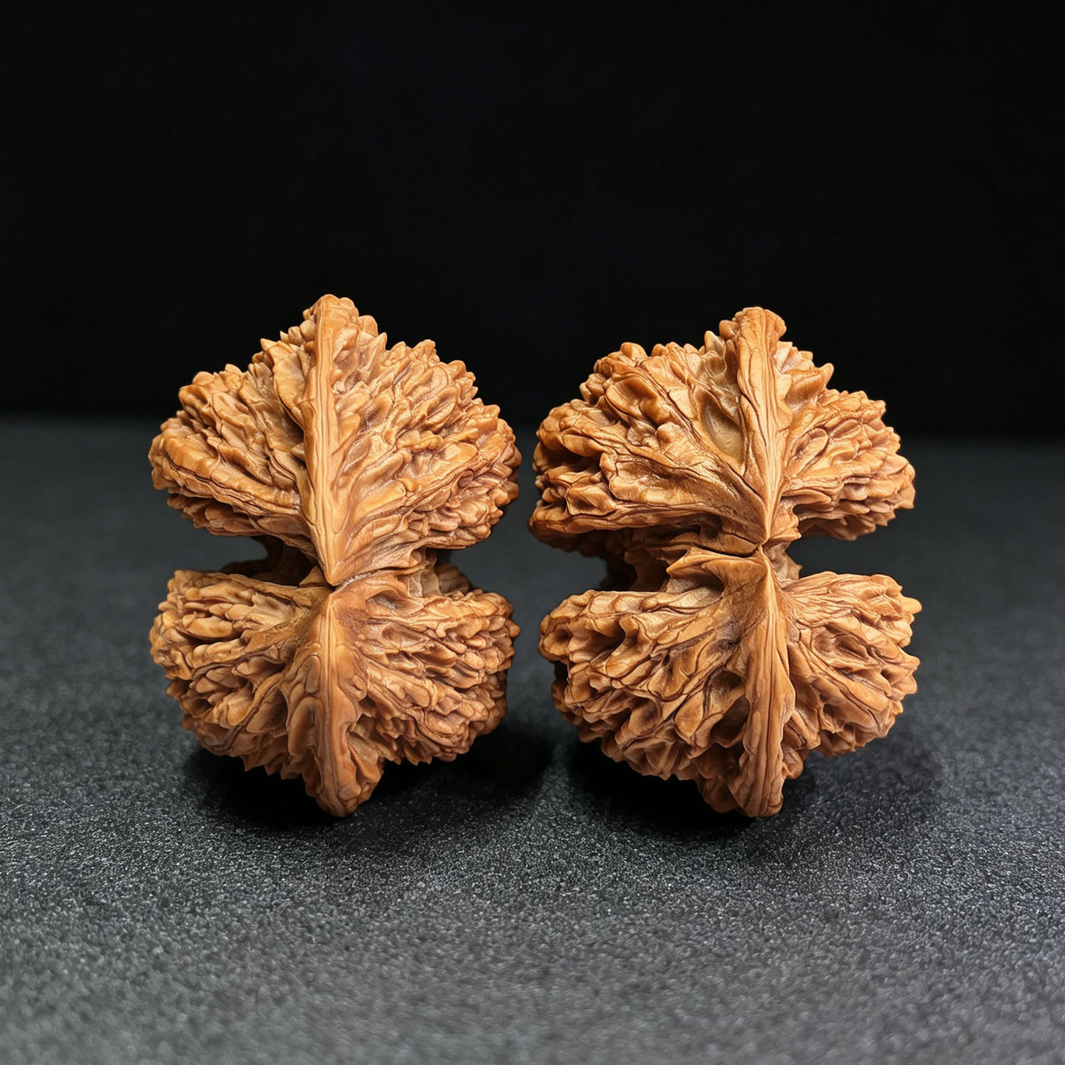 Rare conjoined Kylin pattern Wenwan walnut pair