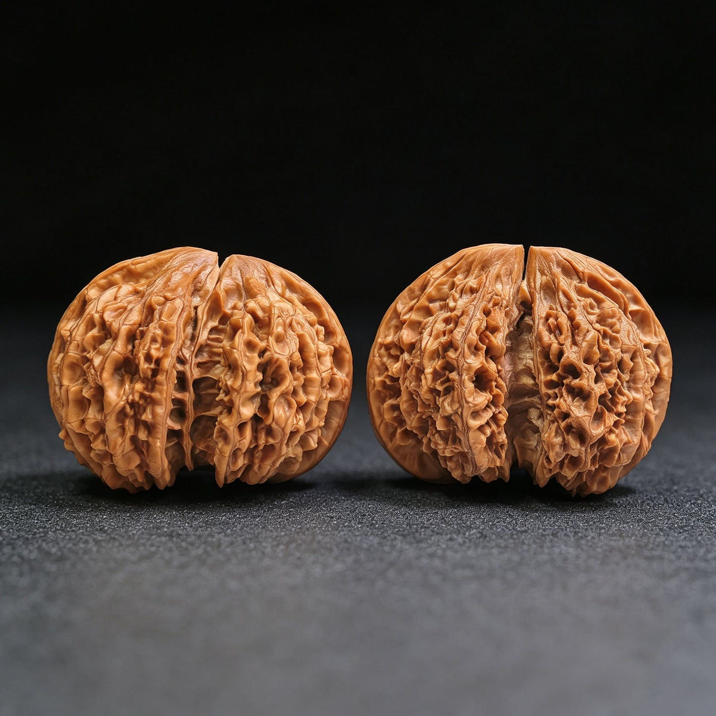 "Conjoined Twin Kylin Pattern" Qilinwen Lianti QLWLT-CWA3E Wenwan Walnuts Collector Pair | 66.0mm x 52.0mm | Stock ID: QLWLT-CWA3E - ThePatinaProject