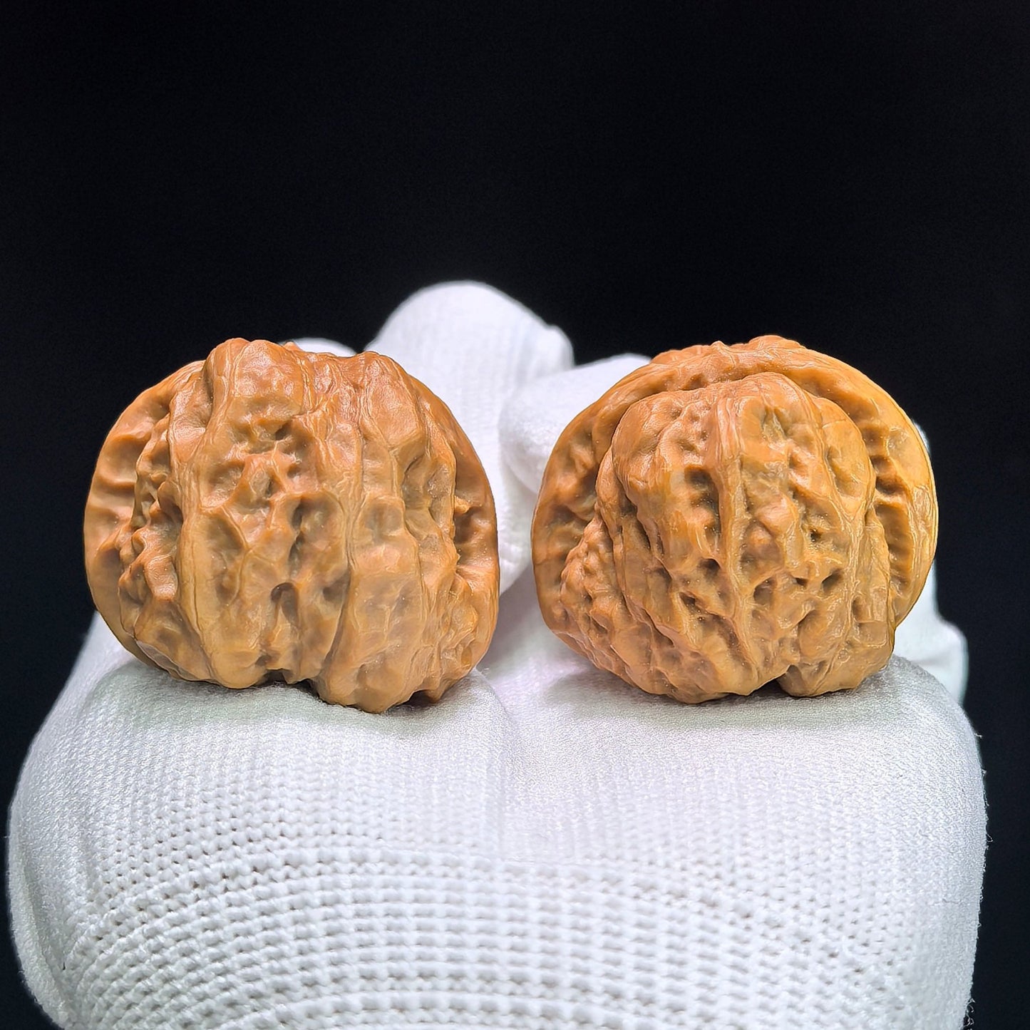 "Crystal Frog" Shuijingwa Low-Profile Wenwan Walnuts Pair | 36.0mm x 36.0mm | W-1402 - ThePatinaProject