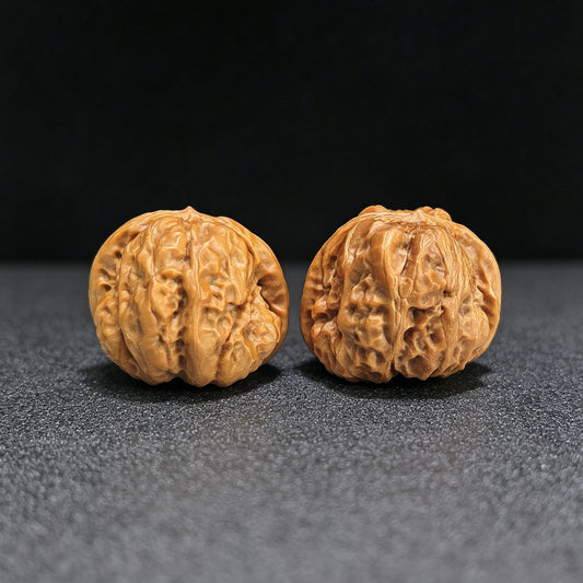 "Crystal Frog" Shuijingwa Low-Profile Wenwan Walnuts Pair | 36.0mm x 36.0mm | W-1402 - ThePatinaProject