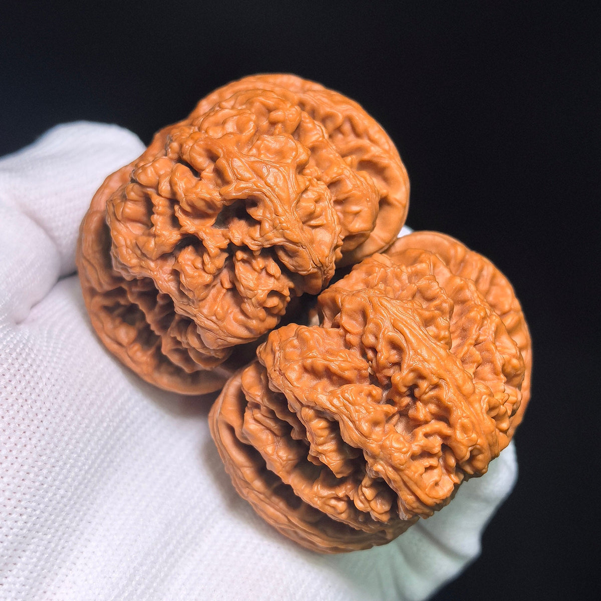 "Dacujin Thick-Ribbed Lionhead" Big Thick Rib DCJ-CWB4E Wenwan Walnuts Collector Pair | 52.0mm x 50.0mm | Stock ID: DCJ-CWB4E - ThePatinaProject