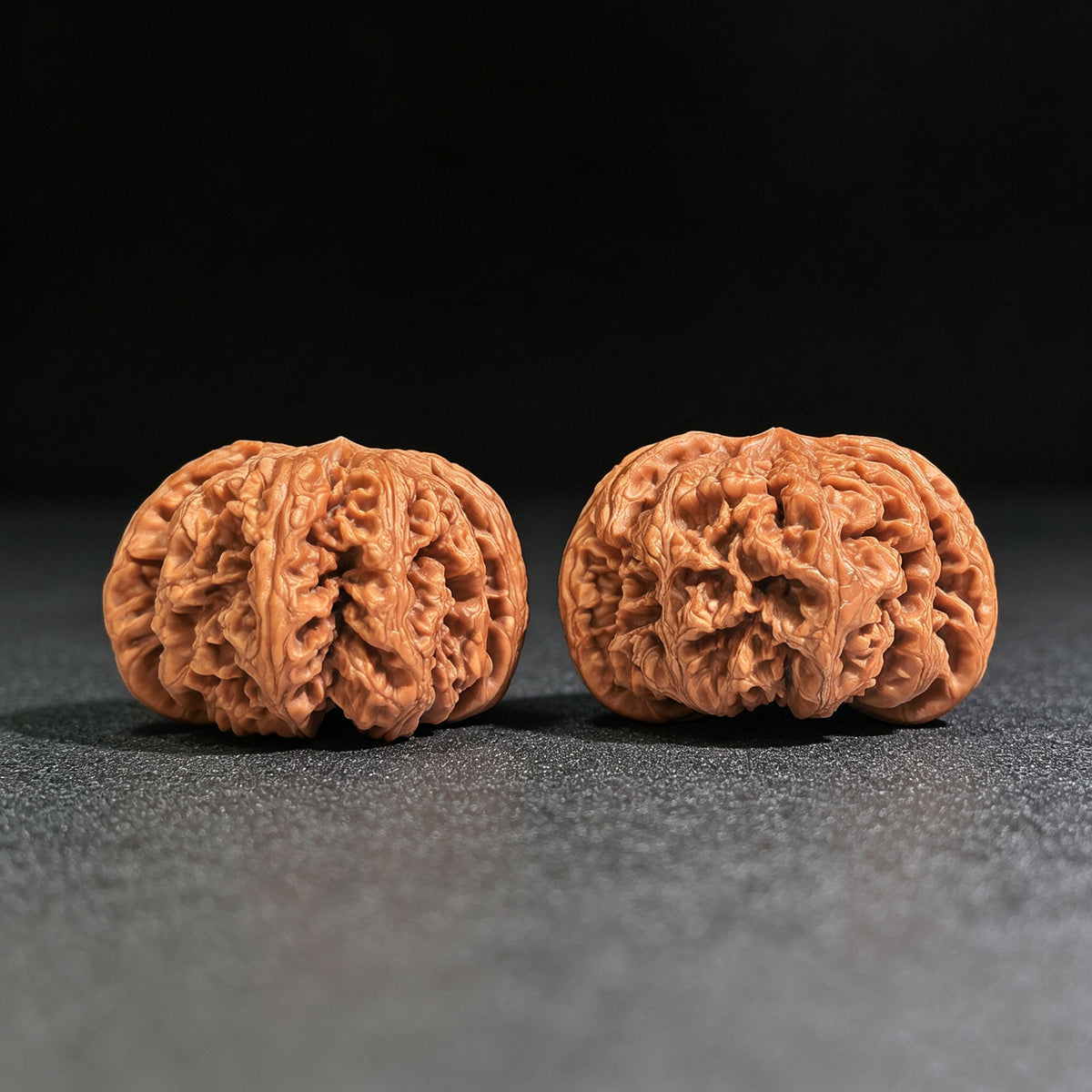 "Dacujin Thick-Ribbed Lionhead" Big Thick Rib DCJ-CWB4E Wenwan Walnuts Collector Pair | 52.0mm x 50.0mm | Stock ID: DCJ-CWB4E - ThePatinaProject