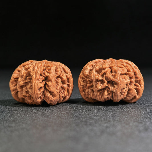 "Dacujin Thick-Ribbed Lionhead" Big Thick Rib DCJ-CWB4E Wenwan Walnuts Collector Pair | 52.0mm x 50.0mm | Stock ID: DCJ-CWB4E - ThePatinaProject
