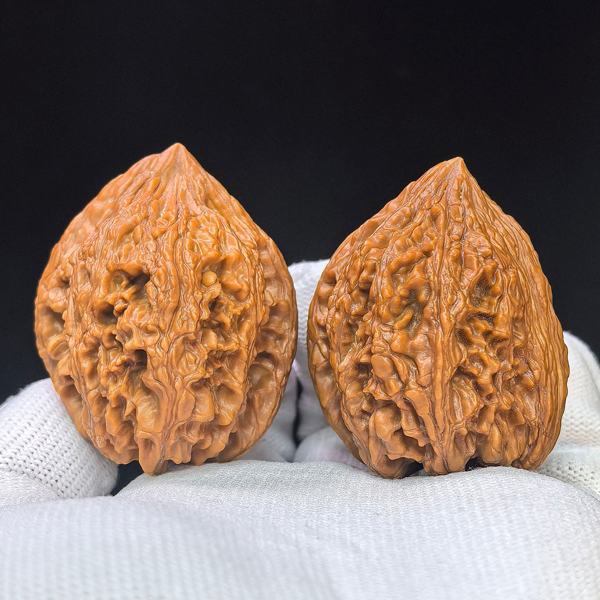 Dagu Stone Wenwan Walnut Pair – Compact High-Crowned Form | 38.0mm × 40.0mm | DGS-1102 - ThePatinaProject