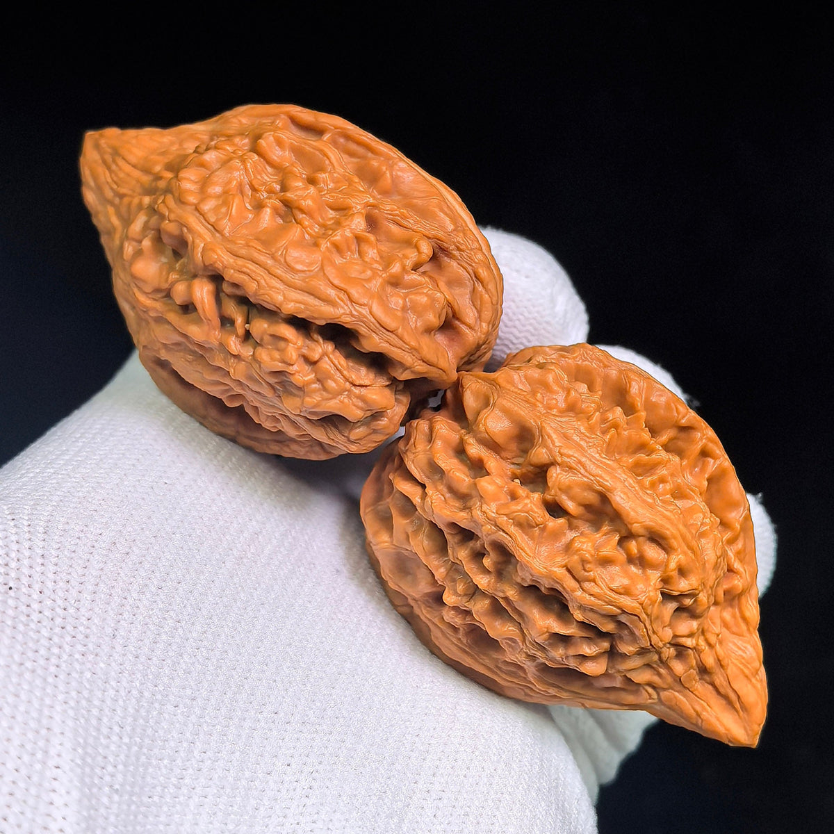 Dagu Stone Wenwan Walnuts Pair | Deep Natural Texture | 38.0mm × 40.0mm | DGS-CWC2E - ThePatinaProject