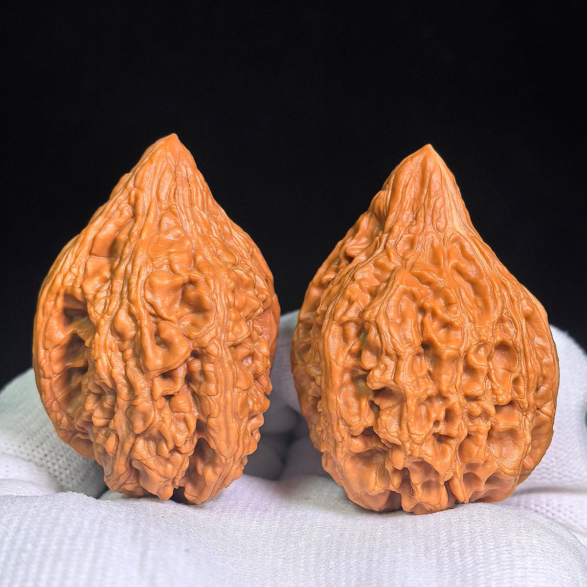 Dagu Stone Wenwan Walnuts Pair | Deep Natural Texture | 38.0mm × 40.0mm | DGS-CWC2E - ThePatinaProject