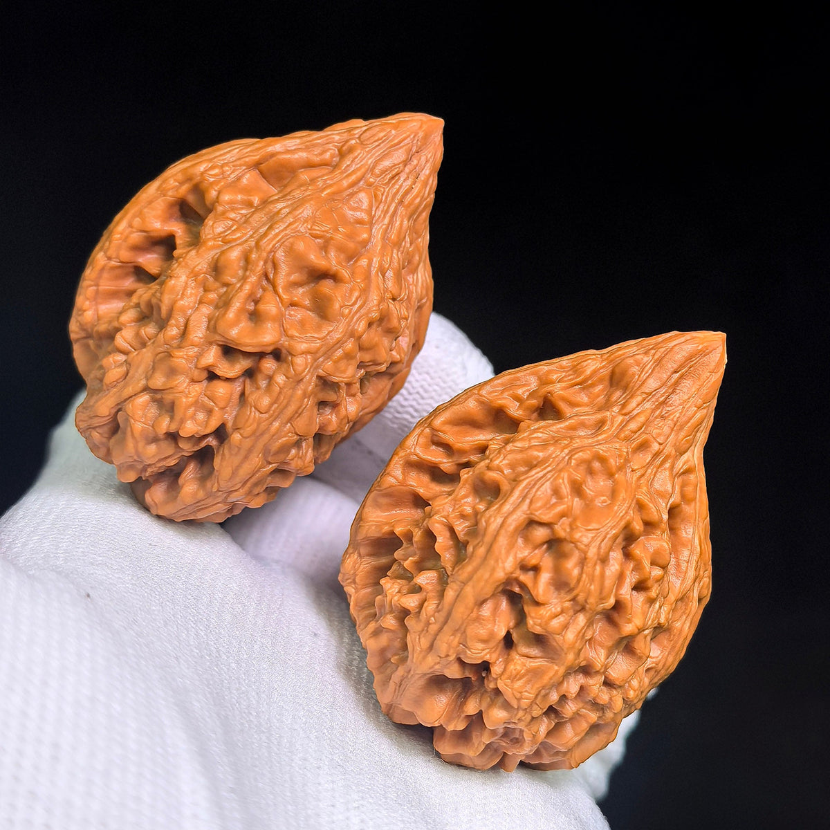 Dagu Stone Wenwan Walnuts Pair | Deep Natural Texture | 38.0mm × 40.0mm | DGS-CWC2E - ThePatinaProject