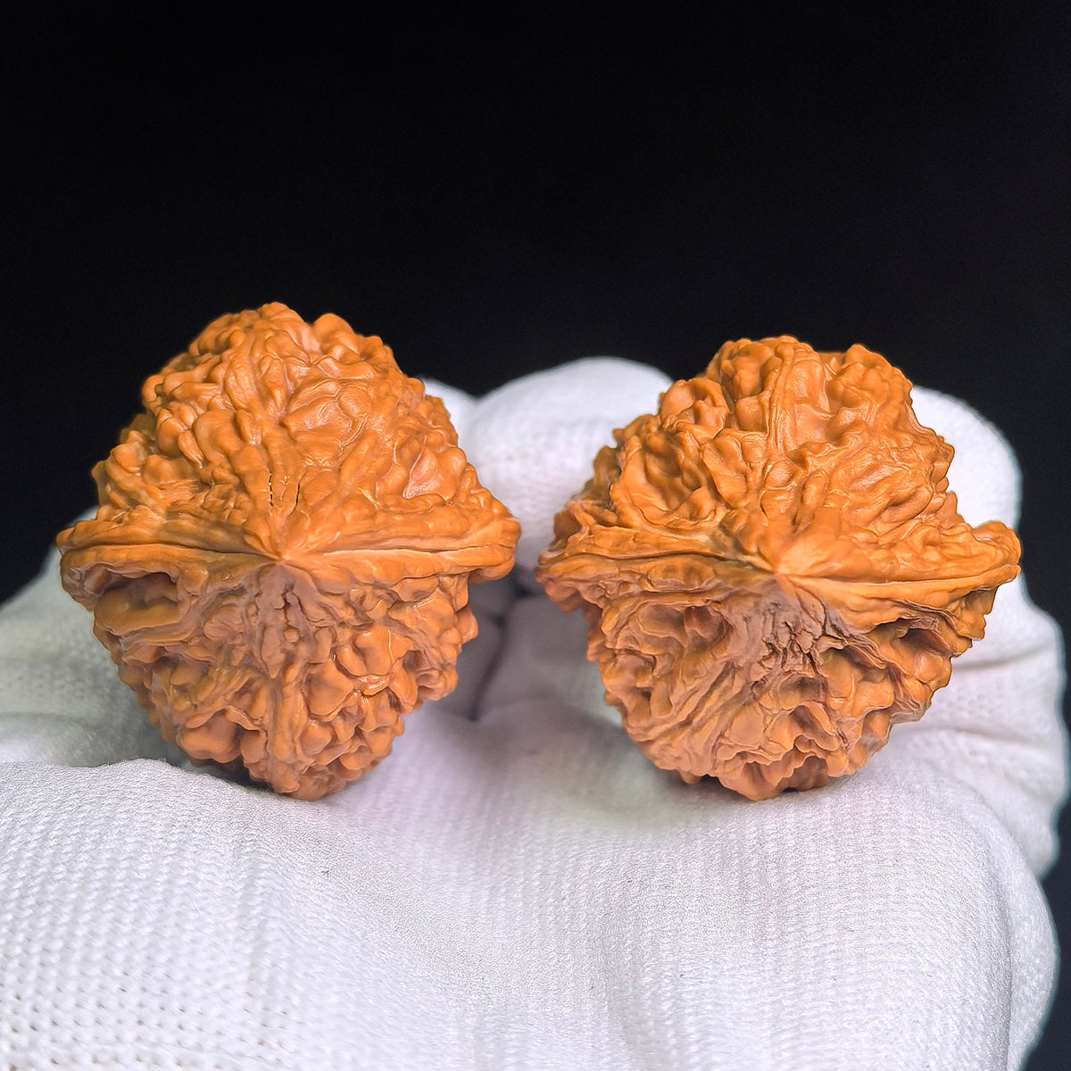 Dagu Stone Wenwan Walnuts Pair | Deep Natural Texture | 38.0mm × 40.0mm | DGS-CWC2E - ThePatinaProject