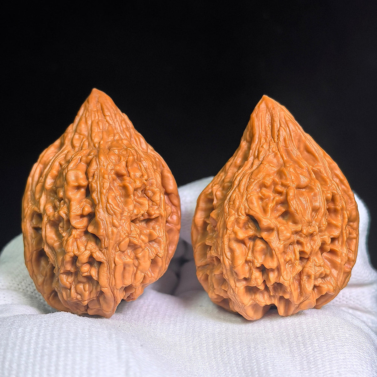 Dagu Stone Wenwan Walnuts Pair | Deep Natural Texture | 38.0mm × 40.0mm | DGS-CWC2E - ThePatinaProject