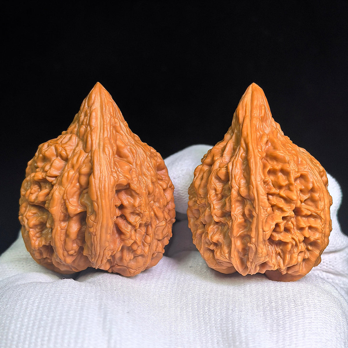 Dagu Stone Wenwan Walnuts Pair | Deep Natural Texture | 38.0mm × 40.0mm | DGS-CWC2E - ThePatinaProject