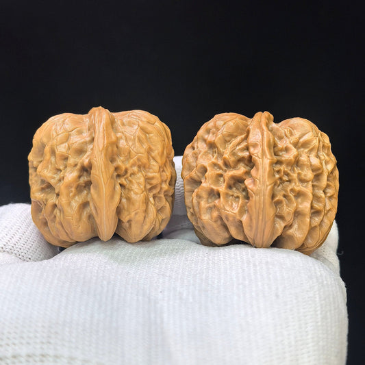 “Damo” Rounded Wenwan Walnut Pair | 43.0mm × 40.0mm | DM-1102 - ThePatinaProject