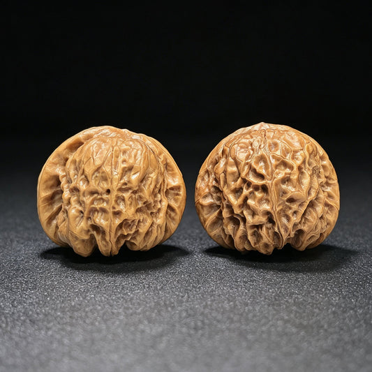 “Damo” Rounded Wenwan Walnut Pair | 43.0mm × 40.0mm | DM-1102 - ThePatinaProject