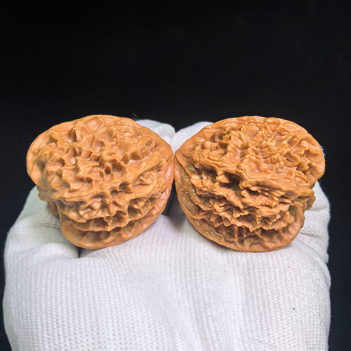 Dragon Scale “Tian Can Jiao” Wenwan Walnut Pair – Sculptural Irregular Form | 41.0mm × 41.0mm | LL-C1E2E - ThePatinaProject