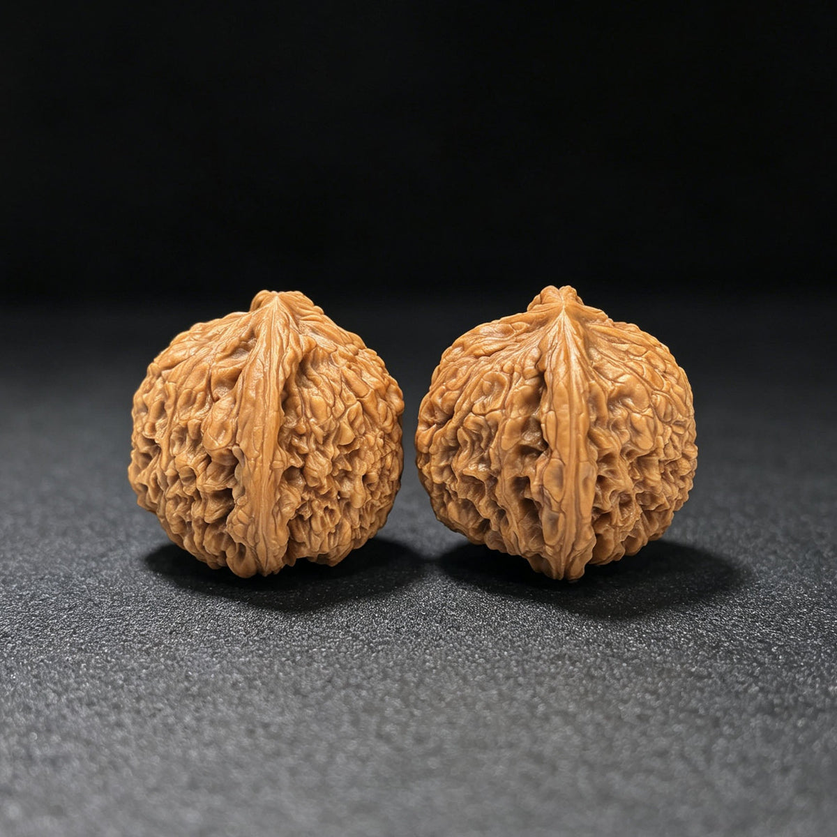 Eagle-Beak Concave-Base Nanjiang Stone Wenwan Walnut Pair — 39.0mm x 38.0mm | YMBDNJS-17E1 - ThePatinaProject