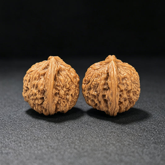 Eagle-Beak Concave-Base Nanjiang Stone Wenwan Walnut Pair — 39.0mm x 38.0mm | YMBDNJS-17E1 - ThePatinaProject