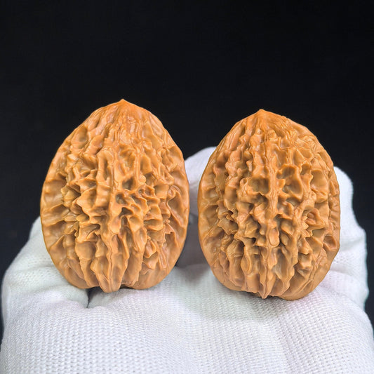 Fortune Mouse Wenwan Walnut Pair – Compact Round Deep-Textured Form | 38.0mm × 38.0mm | ZCS-SY1E8 - ThePatinaProject