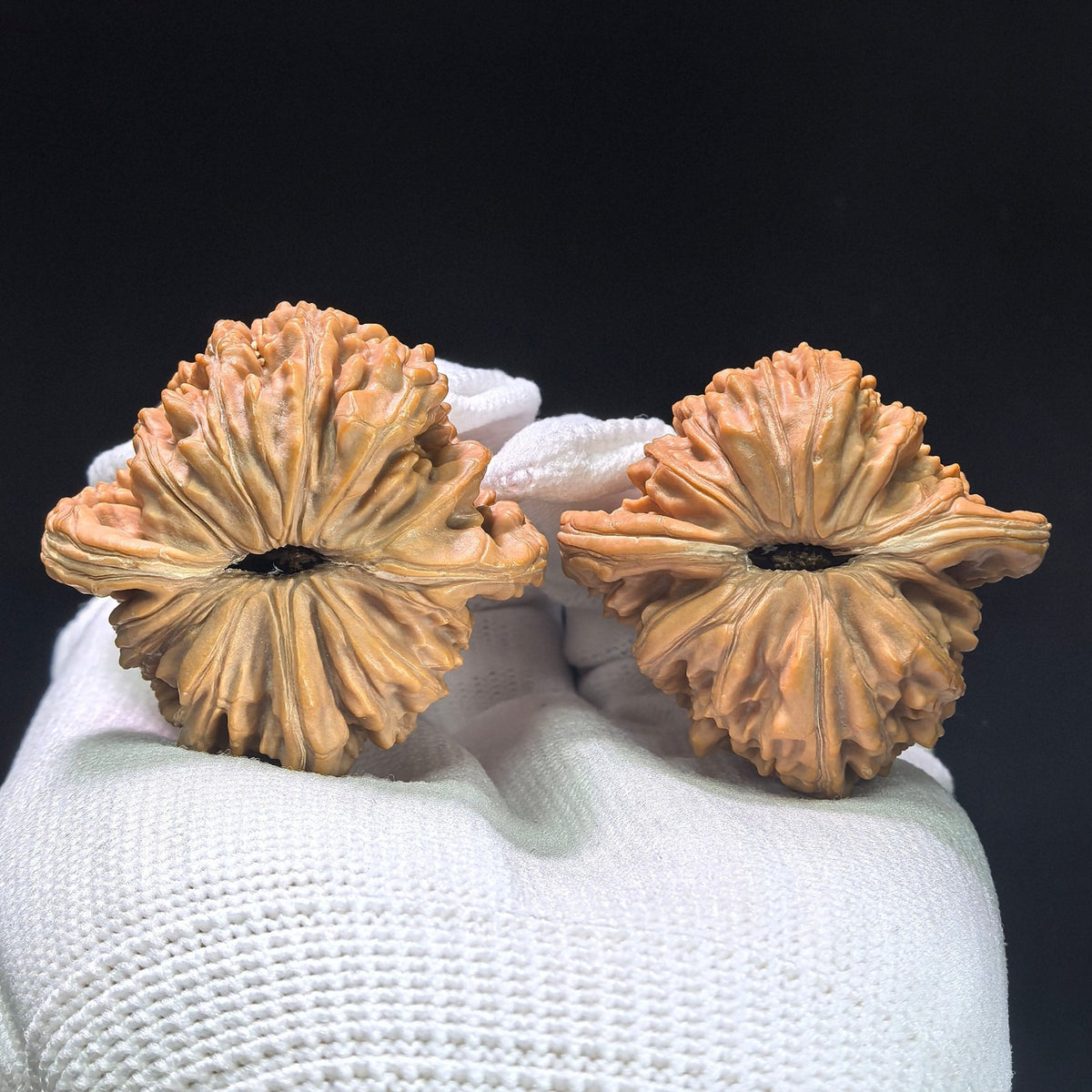 "Four-Seat Tower" Sizhoulou SZL-1406 Low-Profile Wenwan Walnuts Pair | 41.0mm x 40.0mm | SZL-1406 - ThePatinaProject