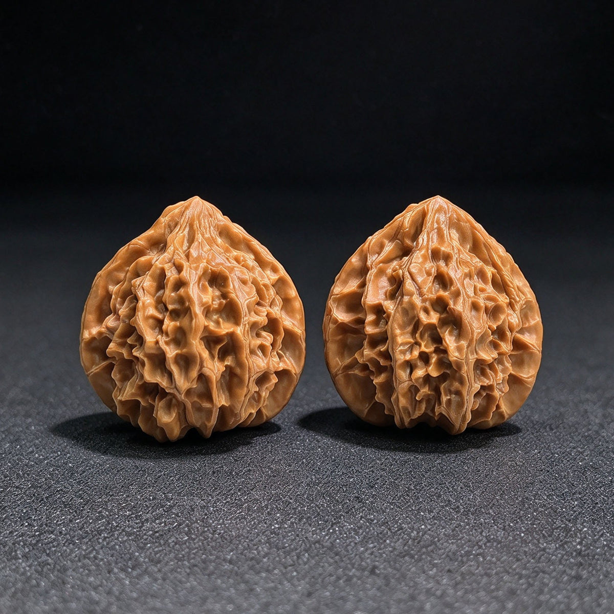 Full-Bodied Heart-Shaped Palace Lantern Wenwan Walnut Pair — 40.0mm x 41.0mm | TXYB-17B2C - ThePatinaProject