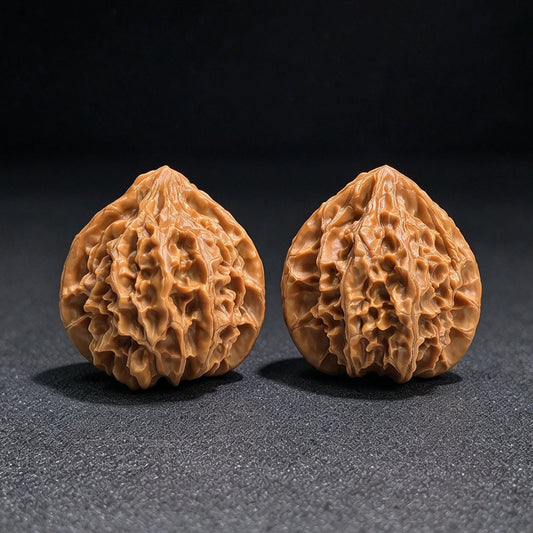 Full-Bodied Heart-Shaped Palace Lantern Wenwan Walnut Pair — 40.0mm x 41.0mm | TXYB-17B2C - ThePatinaProject