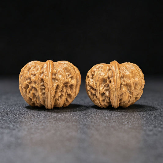 "Gold Ingot" (Yuan Bao) Scholar Walnuts Pair | 38.0mm x 42.0mm | Deep-Belly Low-Profile Stance | Stock ID: YB-SY1C8 - ThePatinaProject
