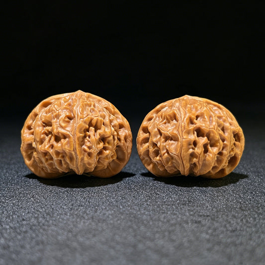 Gongdeng Lion Head (Palace Lantern) Scholar Walnuts Pair | 42.0mm x 41.0mm | Stock ID: GD-1103 - ThePatinaProject