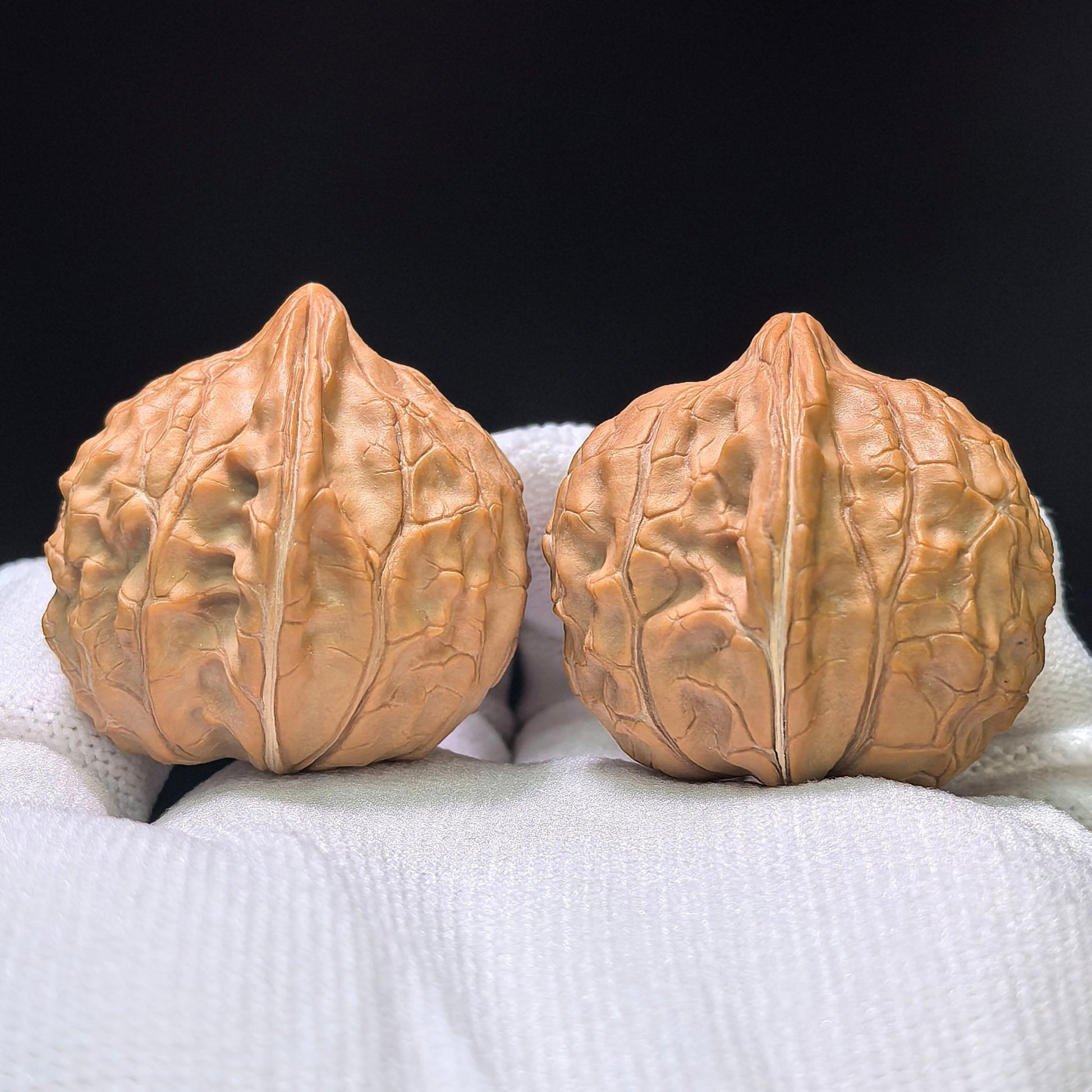 Guijiawen Banbi (Turtle Shell Half-Wall) Scholar Walnuts Pair | 32.0mm x 37.0mm | Stock ID: GJWBB-401E - ThePatinaProject