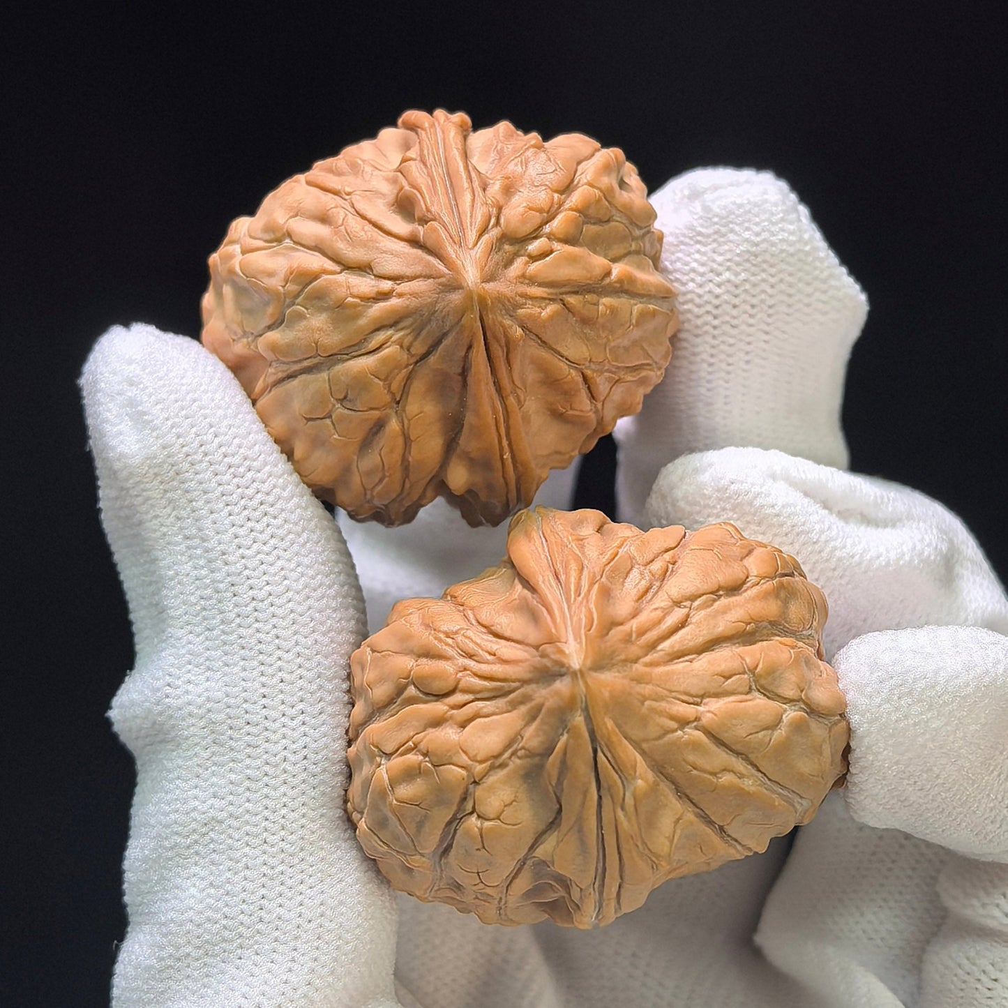 Guijiawen Banbi (Turtle Shell Half-Wall) Scholar Walnuts Pair | 32.0mm x 37.0mm | Stock ID: GJWBB-401E - ThePatinaProject
