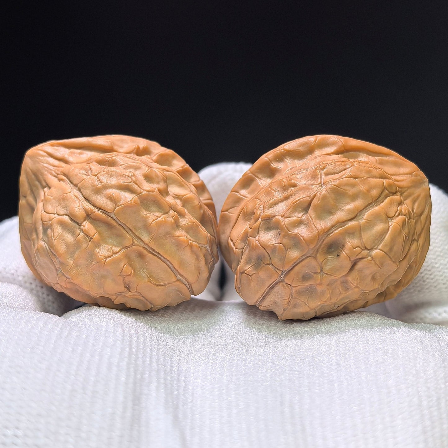Guijiawen Banbi (Turtle Shell Half-Wall) Scholar Walnuts Pair | 32.0mm x 37.0mm | Stock ID: GJWBB-401E - ThePatinaProject