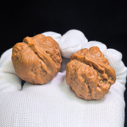"Ha Ma Tou Shun Feng Er / Frog Head Wind-Listening Ear" Heirloom Collection Wenwan Walnuts Pair | 33.0mm x 37.0mm | HMSF-C1C7E - ThePatinaProject