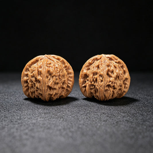 "Heart-Shaped Concave Base White Lion" Aodi Xinxing Baishizi Low-Profile Wenwan Walnuts Pair | 38.0mm x 37.0mm | BSJ-SY1F2 - ThePatinaProject