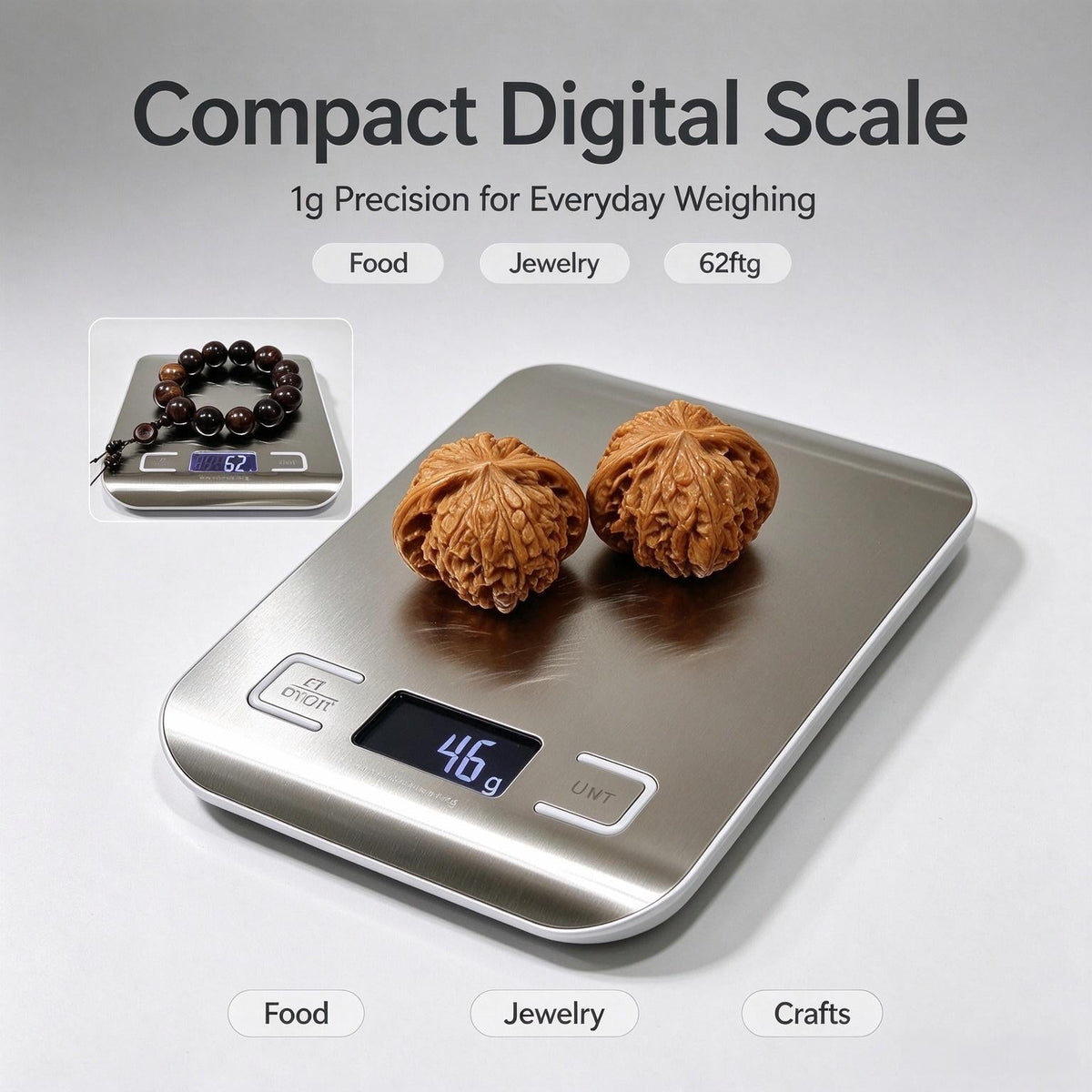 High-Precision Digital Kitchen & Craft Scale | 10kg/1g Stainless Steel Electronic Food & Jewelry Scale with Backlit LCD & Tare Function - ThePatinaProject