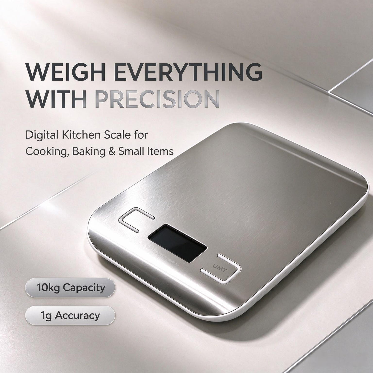 High-Precision Digital Kitchen & Craft Scale | 10kg/1g Stainless Steel Electronic Food & Jewelry Scale with Backlit LCD & Tare Function - ThePatinaProject