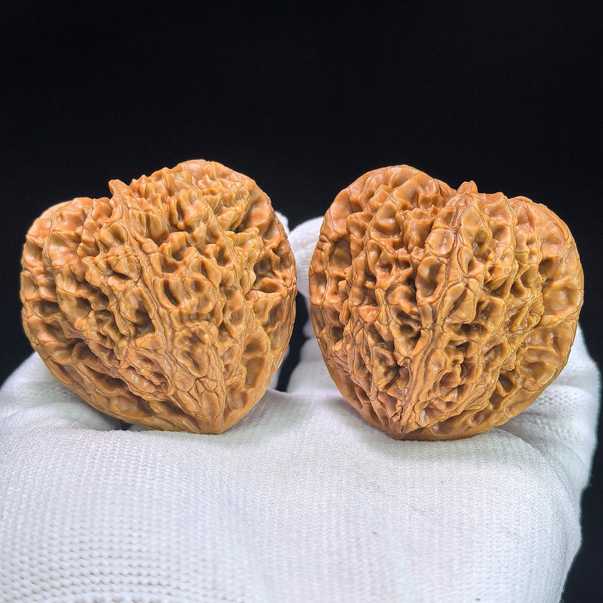 Hu Tou Wang (Tiger Head King) "Peach Heart" Variant Scholar Walnuts | Premium Select 44.0mm x 39.0mm | Stock ID: TXHTW-1351C - ThePatinaProject