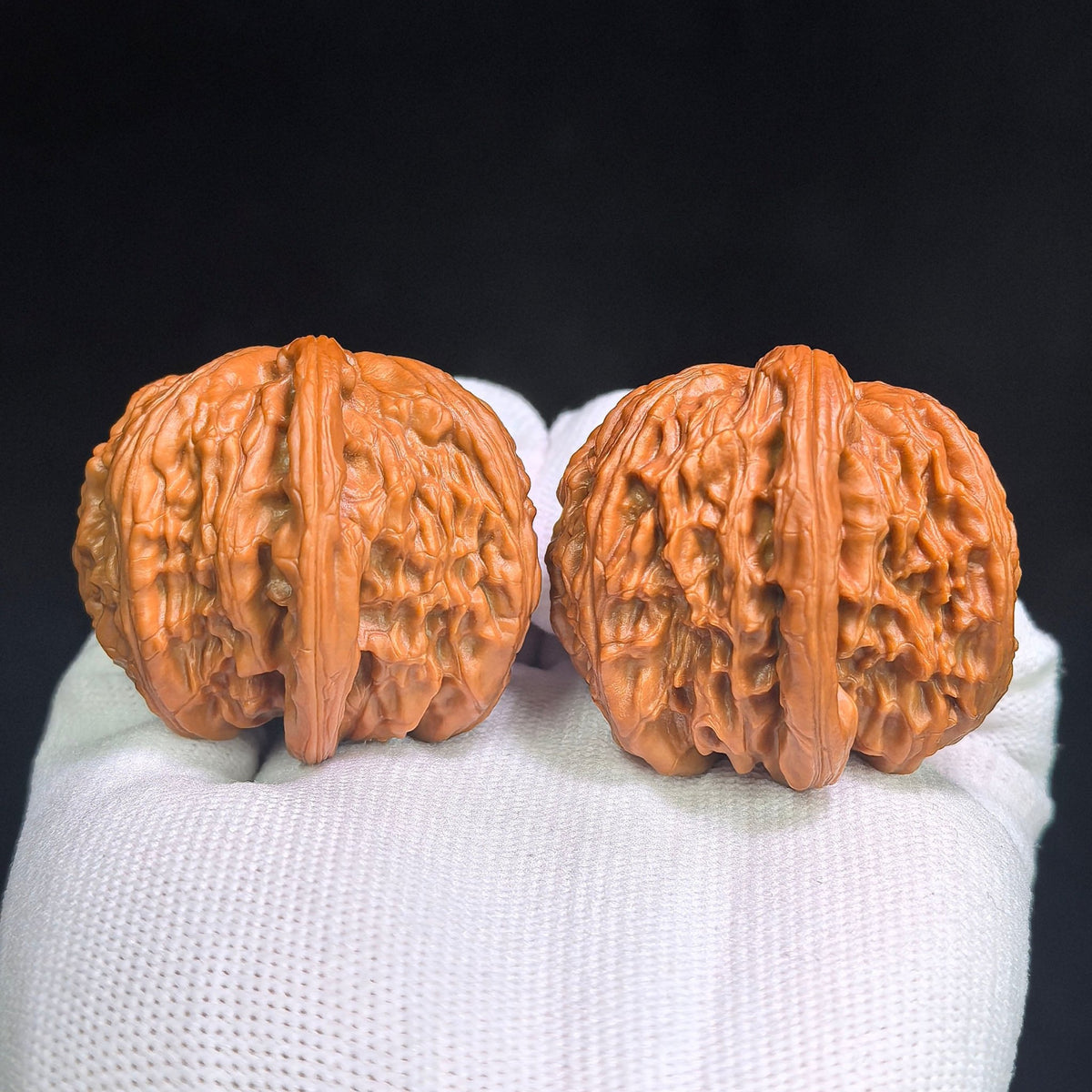 "Hu Tou Zuo Shan Diao Ban Bi" HT-CG1A1E Collector Lineage Wenwan Walnuts Pair | 34.0mm x 43.0mm | Stock ID: HT-CG1A1E - ThePatinaProject