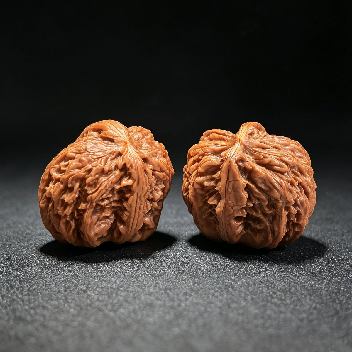 "Hu Tou Zuo Shan Diao Ban Bi" HT-CG1A1E Collector Lineage Wenwan Walnuts Pair | 34.0mm x 43.0mm | Stock ID: HT-CG1A1E - ThePatinaProject