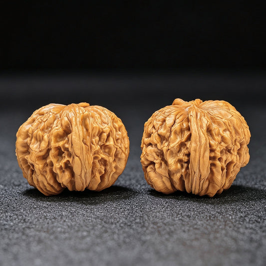 "Hua Kun Dragon" Huakunlong HTL-17F0 Low-Profile Wenwan Walnuts Pair | 48.0mm x 50.0mm | HTL-17F0 - ThePatinaProject